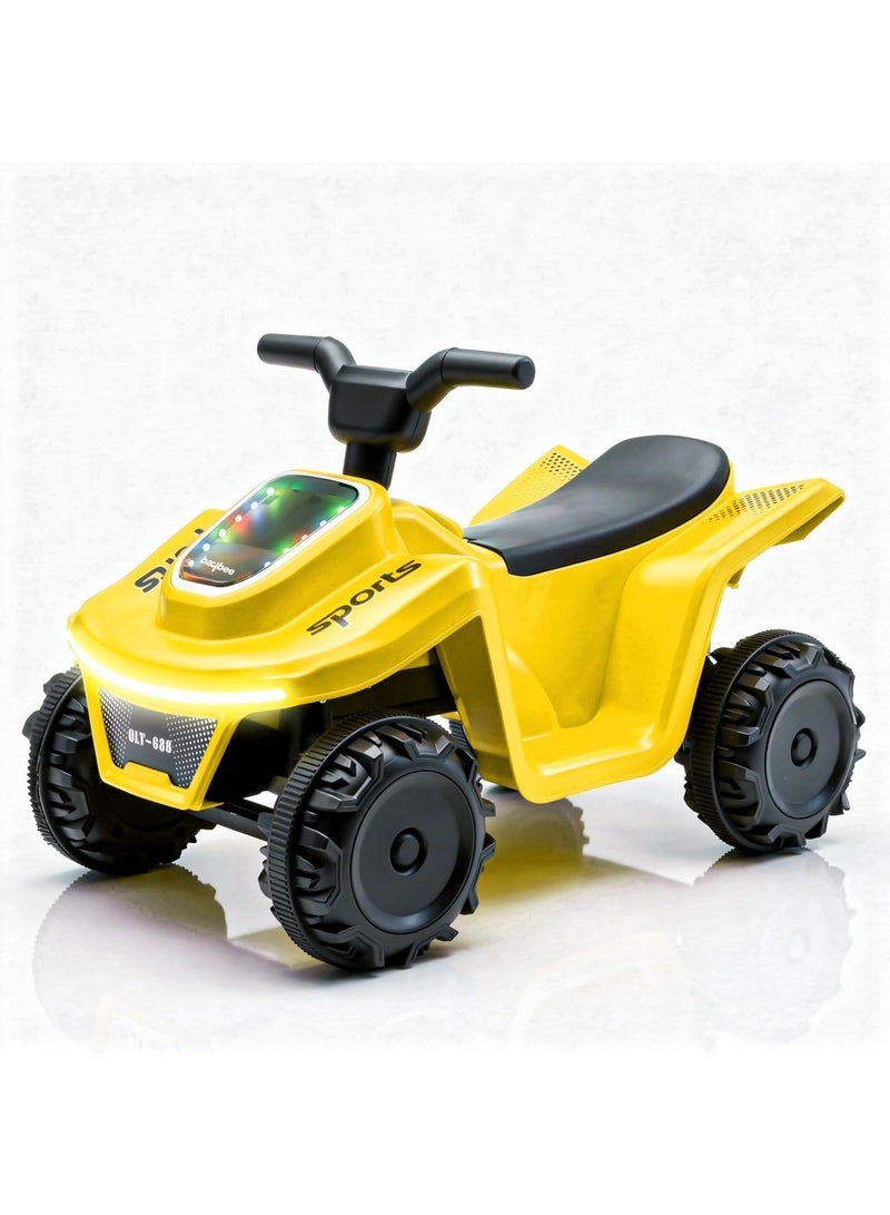 بيبي دراجة أطفال Giddy ATV تعمل بالبطارية | لعبة ركوب كهربائية قابلة لإعادة الشحن مع إضاءة ومنفذ USB وموسيقى | دراجة شاطئية كبيرة للأولاد والبنات من عمر 2 إلى 5 سنوات - Image 1